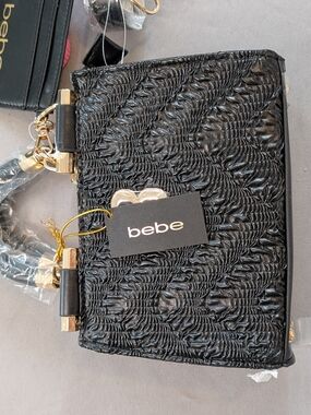 bebe Black Textured Top-Handle Bag NWT